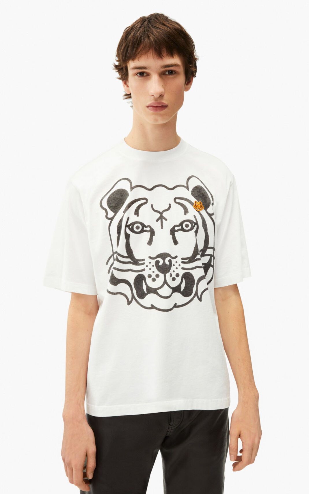 Camisetas Kenzo K Tiger oversized Hombre Blancas GUI970481